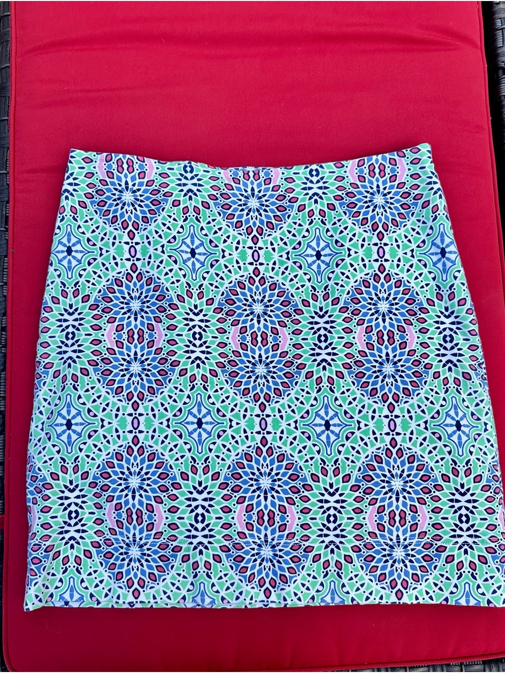 Talbots A-Line Women’s Mint & Blue Mosaic Print Skirt